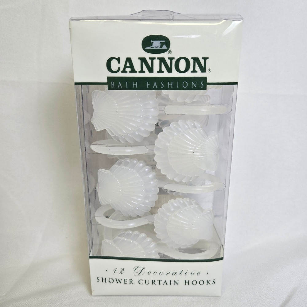 Cannon Bath Fashions 12 Decorative Shower Curtain Hooks Frosty Seashells